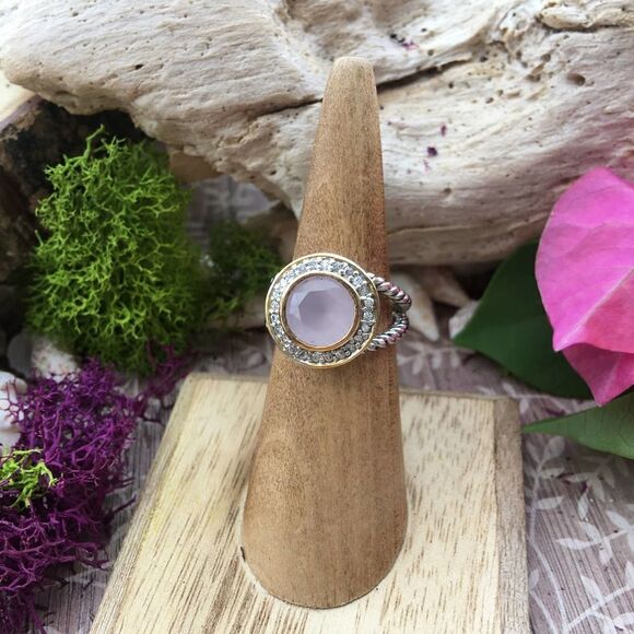 Designer Inspired Pink Frost Cz Solid Sterling Silver Ring Ring - Picture 1 of 7